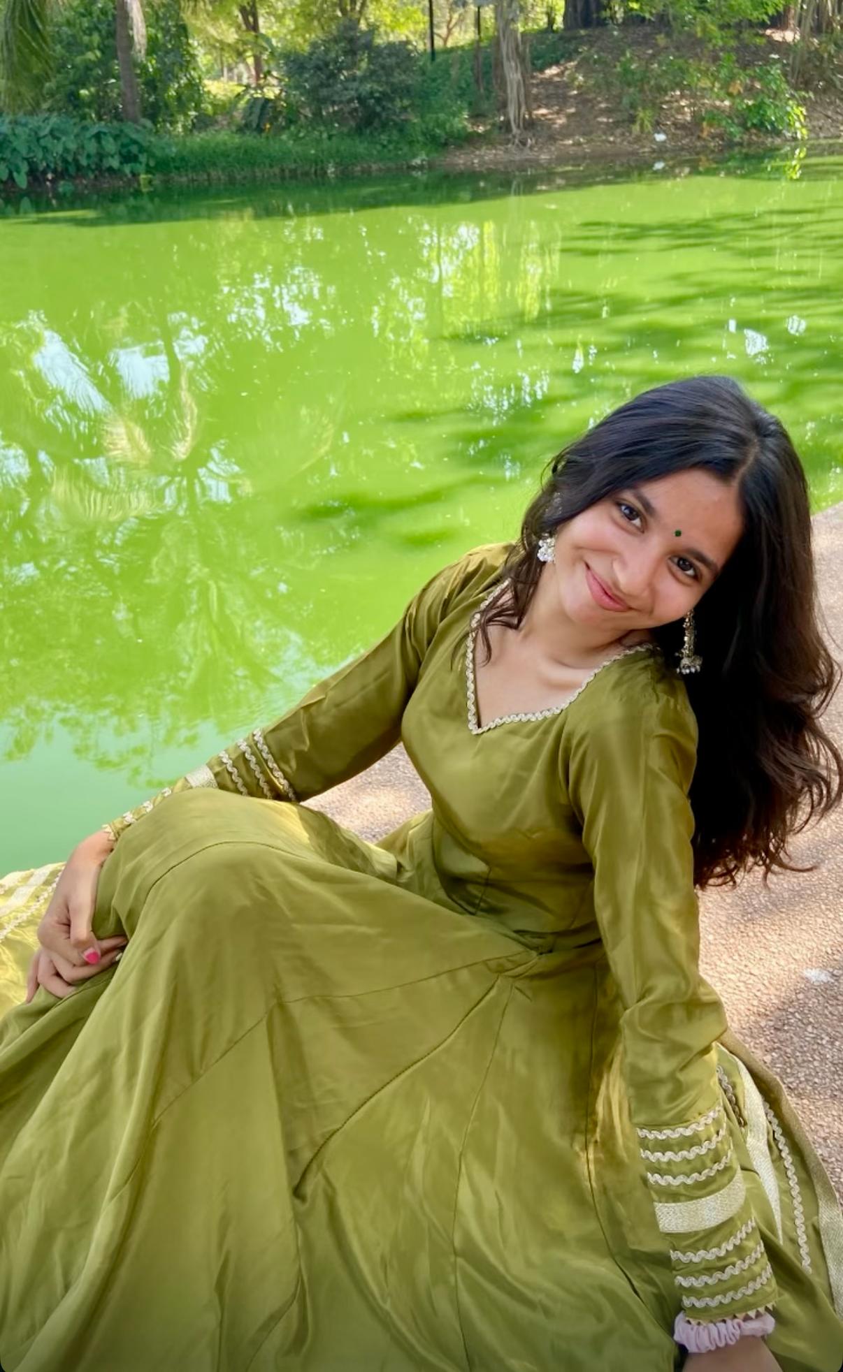 Ruhaani - Olive Green Anarkali Set
